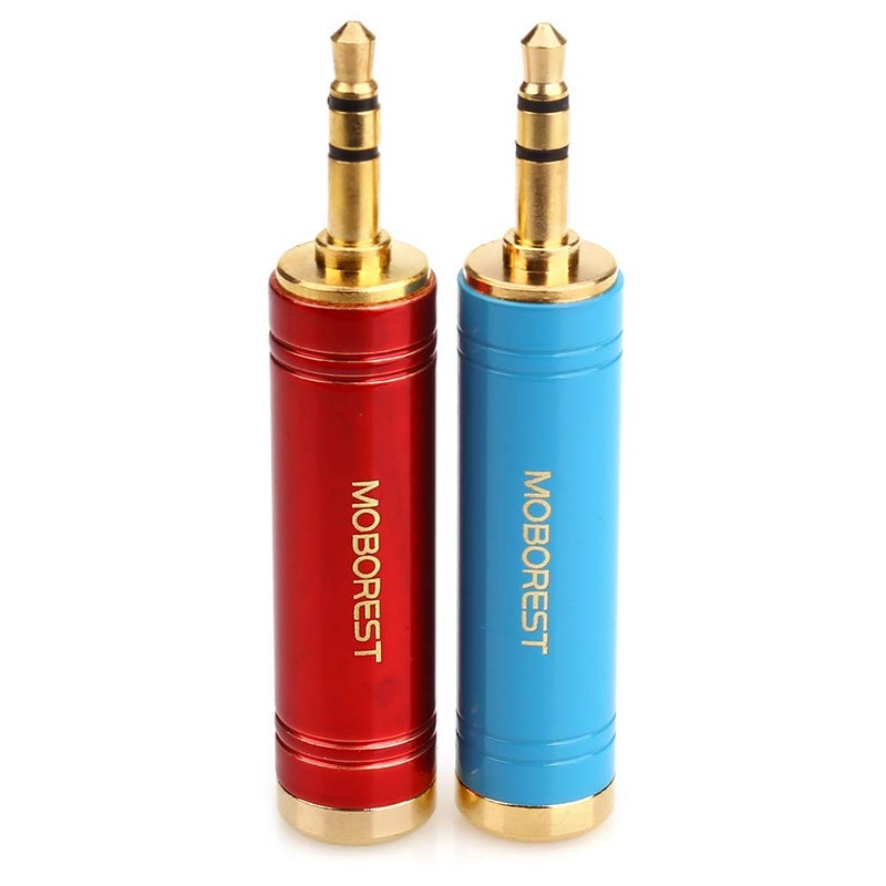 MOBOREST 3.5mm Male to 6.35mm Female Stereo Pure Copper Adapter, 1/8 Inch Plug to 1/4 Inch Jack Stereo Adapter, Can be Used Conversion Headphone adapte, amp adapte, Fashion 1Red+1Blue - Image 2